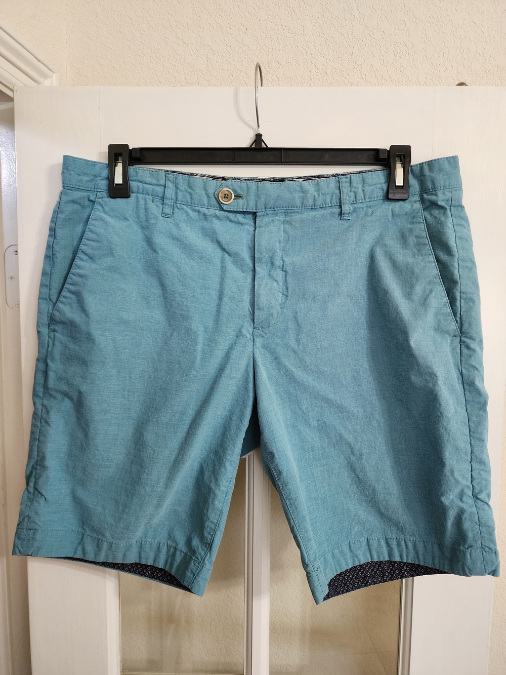 Ted Baker London Men's 36R Aqua Blue Cotton Chino Shorts